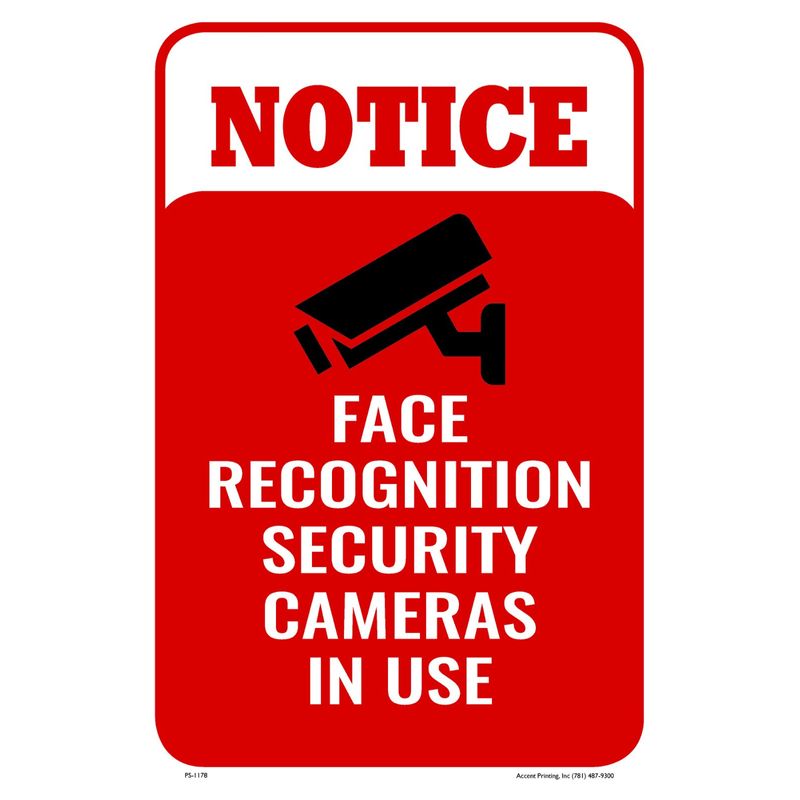 Notice Face Recognition Security Cameras in Use Building Business ...
