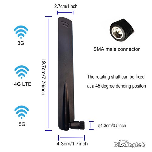 Dixingtek 2 pcs 4g LTE 5g mimo 600-5000Mhz SMA Male Antennas, for CPE Router Hotspot Cellular Gateway Industrial IoT Router Trail Camera Game Camera Outdoor Security Camera Blade Antenna