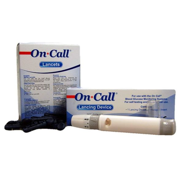 100 Sterile Lancets and Auto Lancing Device by On Call