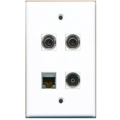 RiteAV - 1 Port Shielded Cat6 Ethernet 1 Port Toslink 2 Port 3.5mm Wall Plate