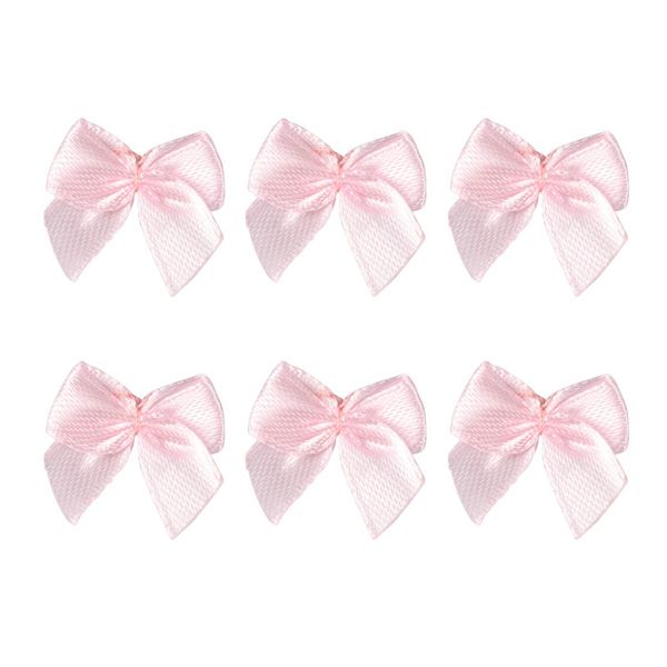 HEALLILY Ribbon Bows 100pcs Mini Ribbon Bow Satin Sewing Scrapbooking Wedding Craft Bows Hair Accessories DIY Craft Appliques Pink Small Ribbon Bow