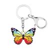 Butterfly Keychain Keyring. Scratch resistant design with printed image on acrylic base (Rainbow)
