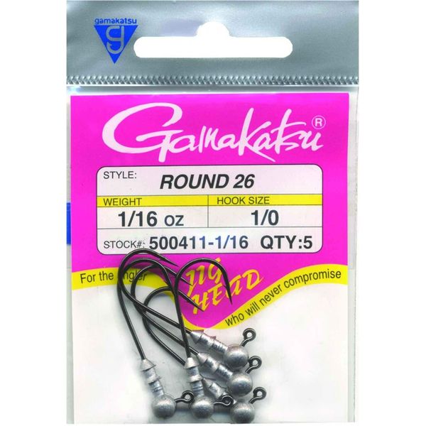 Gamakatsu 500411-1/16 Round 26 Jighead BLK