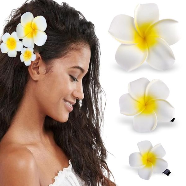 Hawaiian Plumeria Flower Hair Clips for Women Girls Bridal Summer Beach Wedding Party Dress Decor Accessories Gift,Floral Hair Claw Barrettes