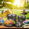 39pcs Camping Cookware Mess Kit Nonstick Large Size Hanging Pot Pan Kettle With 