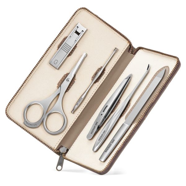 MR.GREEN Portable Luxury Manicure Sets Stainless Steel Pedicure Kits With Full-Grain Cowhide Leather Case Personal Care Tools Set for Travel or Home