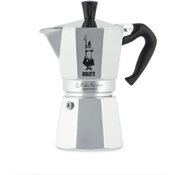 Bialetti - Moka Espress: Iconic Stovetop Espresso Maker, Makes Real Italian Coffee, Moka Pot 6 Cups (6 Oz), Aluminium, Silver