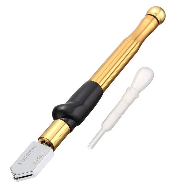 Kimlonton Glass Cutting Cutter, Tile Cutter, Oil Type Glass Cutter, Roller Type, Alloy Steel Blade with Anti-Slip Handle, Glass Cutting Tool, Cutting Glass Plate Thickness 0.2 - 0.6 inches (5 - 15 mm)