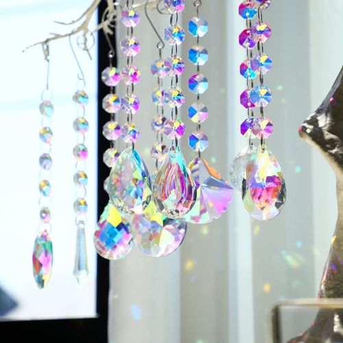 9 Pack Sun Catchers,Rainbow Maker Crystal Suncatchers For Window Hanging Ornaments Colorful Glass Wind Chimes Kit Prism Pendant for Home,Chandeliers,Garden,Christmas Tree Decoration