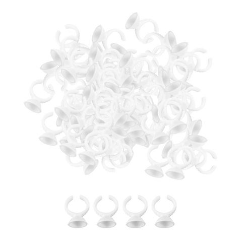 Yesmin 100pcs Plastic Glue Holder Ring Pigment Ink Cup for Eyelash Extension Nail Art Tattoo