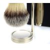 Horn Replica Vintage Style Shaving Set For Men Synthetic Hair Brush Horn Handle, 5 Edge Compatible Razor With Horn Handle & Stainless Steel Stand / Holder