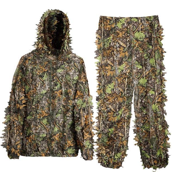 MOPHOTO Ghillie Suit 3D Leafy Camo Hunting Suits, Woodland Gilly Suits Gillies Suits for Men, Leaf Camouflage Hunting Suits