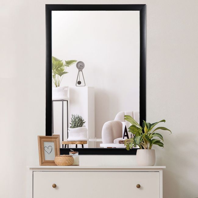 36" Rectangular Wall Mirror Makeup Mirror Bathroom Sturdy Frame Clear Image