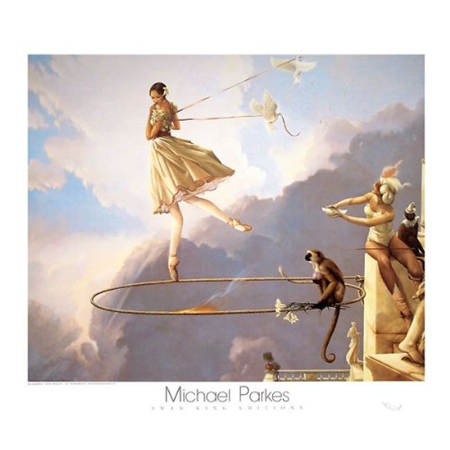 Tuesday's Child Michael Parkes Ballet Fantasy Animals Print Poster (Overall Size: 31.5x27.5) ( Image Size: 27.75x22.75)