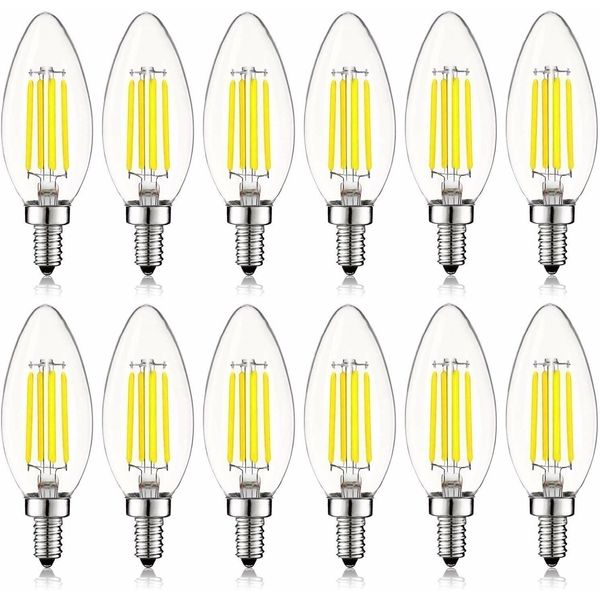 12x Luxrite LED Chandelier Bulbs 60W Equivalent 5000K 550lm Dimmable E12 Base
