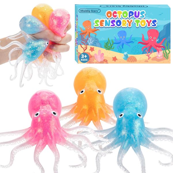 Octopus Stress Balls for Kids Adults, Octopus Squeeze Balls Sensory Fidget Toys, Squishy Toys for 3 4 5 6 7 8 9 10 Boys Girls Gifts, Classroom Prizes Party Favors for Toddlers