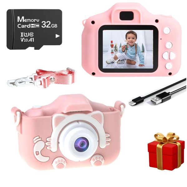 Kids' Digital Camera 48MP with HD Video Recording Games and MP3 Music, Fun Toy Camera for Children Under 13 Years Old, Birthday Christmas for Boys and Girls (Pink)