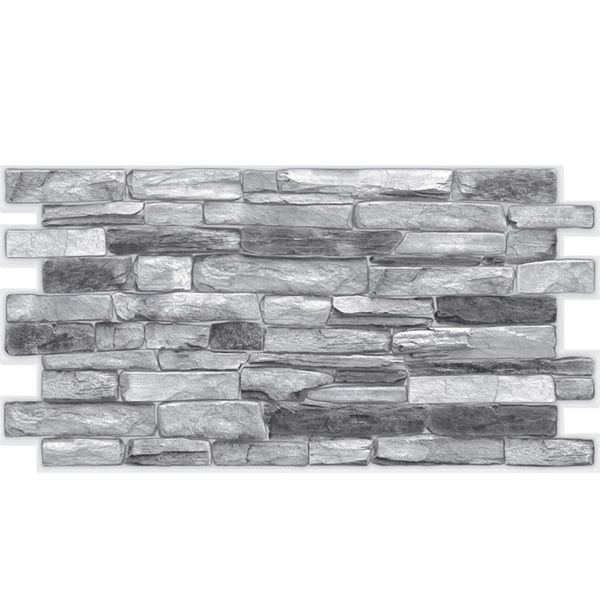 3D Silver Shale Slate Grey Stone Brick PVC Interior Panels Kitchen Cladding Pack of 10