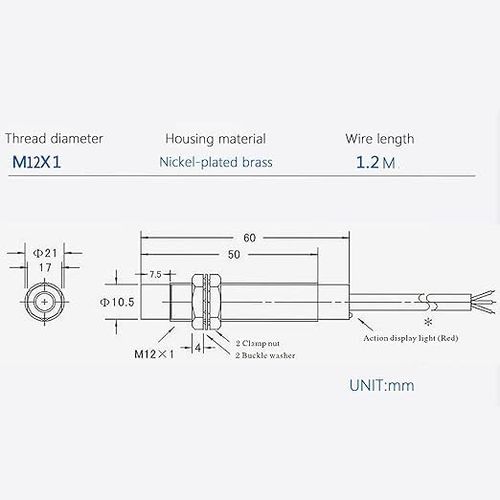 BestParts 5Pcs LJ12A3-4-Z/BY NO Normally Open Inductive Proximity Sensor Switch PNP DC 6V-36V 3 Wire Detector 4mm