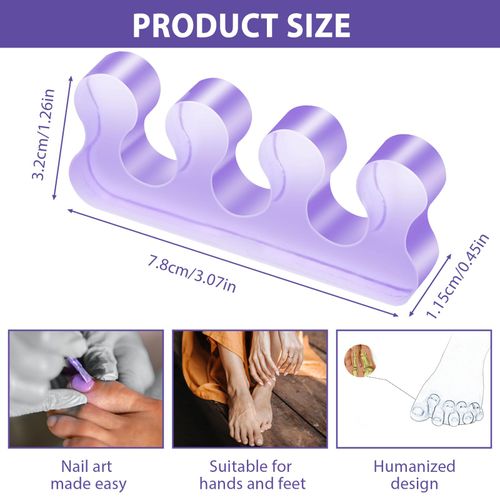 Infradito pedicure in silicone, divisore per dita ripetibile, lavabile, per smalto, correttori per dita sovrapposte, viola