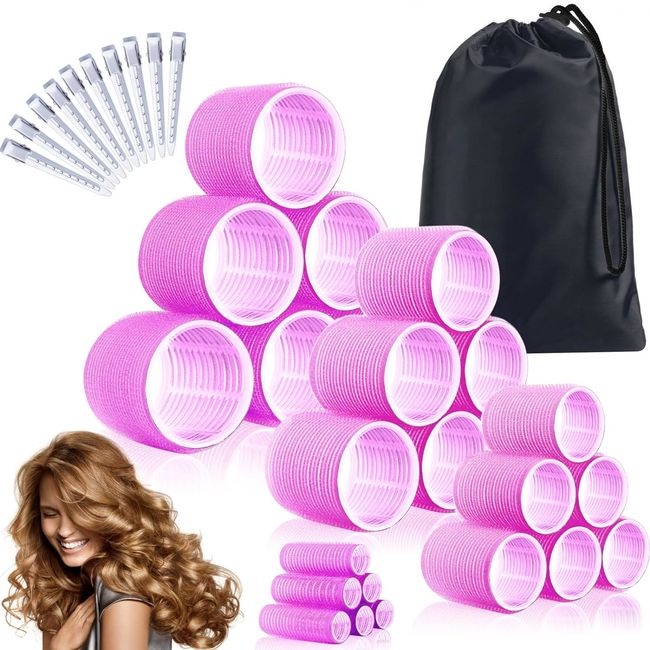 Dafeng 34Pcs Hair Roller Set with Clips, Self-Grip Hair Rollers for Volume,for 4