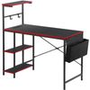44" Computer Desk Rectangular Gaming Desk with LED Lights & Power Outlets Black