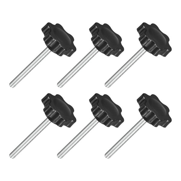 uxcell Set of 6 M4 x 40mm Star Knobs Plastic Hexagon Clamping Knobs Screw Hand Tighten Replacement Knobs Umbrella Base Replacement Knobs
