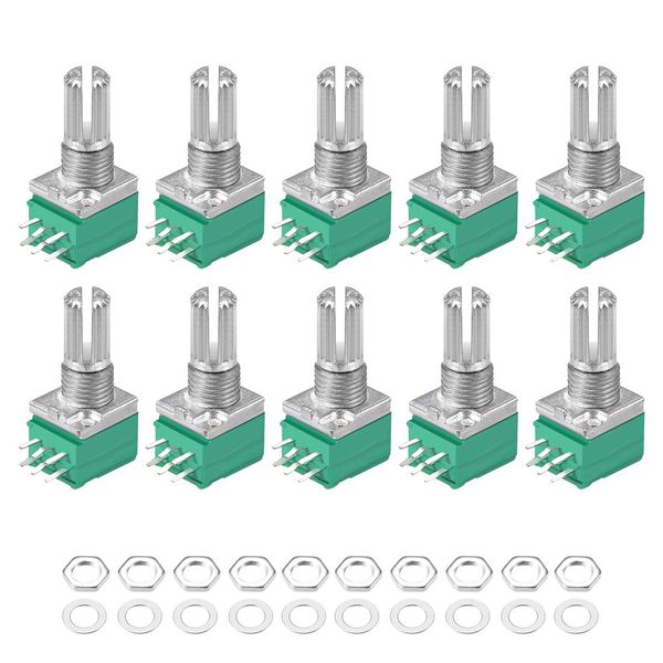 uxcell RV097NS 100KΩ Carbon Film Potentiometer, Variable Resistor, Double Rotary, 10 Pieces