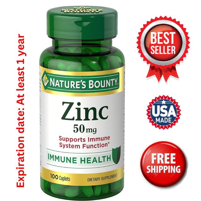 Nature's Bounty Zink  Supports Immune Health 50mg 100 ct Caplets