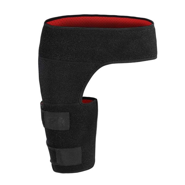 ANGGO Groin Wrap Black Adjustable Support for Hip Groin Brace Wrap Thigh Support Pain Relief Strain Neoprene Hip