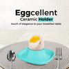 Flexzion Soft Boiled Egg Holder Set - 4-Piece Blue Ceramic Egg Cup, Stackable Egg Coddler Cups with Base for Serving, Breakfast, Brunch - Kitchen Table Decor, Blue