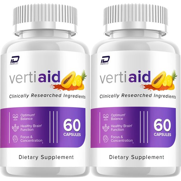 (2 Pack) Vertiaid Supplement Capsules – Verti Aid All Natural Memory Focus Pills