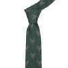 King & Priory Dark Green Herringbone Embroidered Stag Head Tie