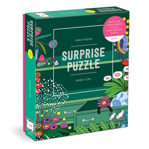 Galison Shelf Life – 1000 Piece Surprise Puzzle Fun and Challenging Activity with Bright and Bold Artwork of A House Shelf Revealed for Adults and Families