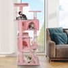 53" Cat Tree Activity Tower Pet  with Scratching Posts  Ladders Indoor Pink