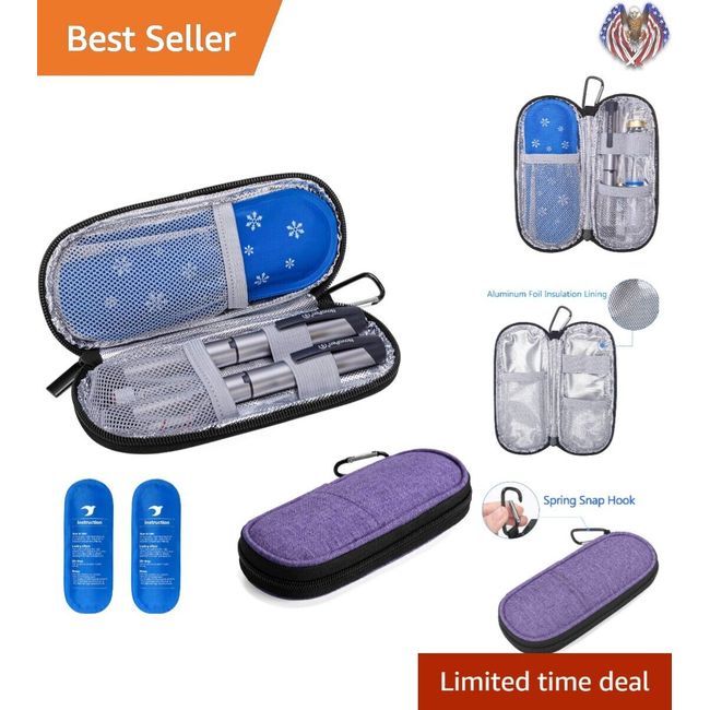 Insulin Cooler Travel Case - Water-resistant, Insulated, Easy to Carry - Purple