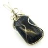 Blue Kyanite Gemstone Silver Plated Wire Wrapped Pendant 02