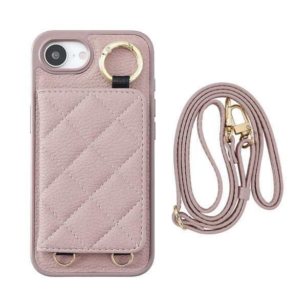 HanaRo iPhone16e Light Purple iPhone16e Case Smartphone Case with Mirror Quilting Back Pocket