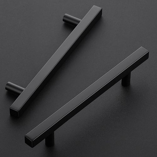 Home Expert Cabinet Handles, 10 Pack 4 inch Center Kitchen Handles for Cabinets, Black Square Cabinet Pulls, Stainless Steel, Matte Black Finish, Widely Compatible, Easy to Install