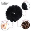 Black Solid Fur Scrunchies Pony Holder - Set of 2
