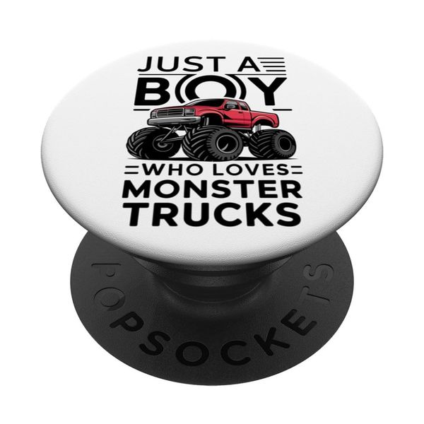 Just A Boy Who Loves Monster Trucks PopSockets Swappable PopGrip