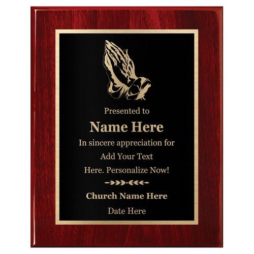 Personalized Religious Award 8x10, Customized Plaque for Church, Temple - Executive Series Mahogany Piano Wood Board, Modern Design - Customize Now - Engraving Included!