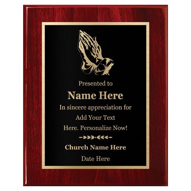 Personalized Religious Award 8x10, Customized Plaque for Church, Temple - Executive Series Mahogany Piano Wood Board, Modern Design - Customize Now - Engraving Included!