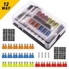 Blade Fuse Box Block Holder Block with LED Indicator 12V Universal 12 Way