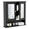 2 Door Wall-Mounted Bathroom Mirror Cabinet, Open Storage Shelf Adjustable Shelf