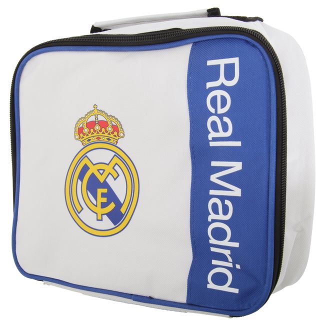 Real Madrid CF Childrens/Kids Official Wordmark Insulated Lunch Bag (One Size) (White/Blue/Yellow)