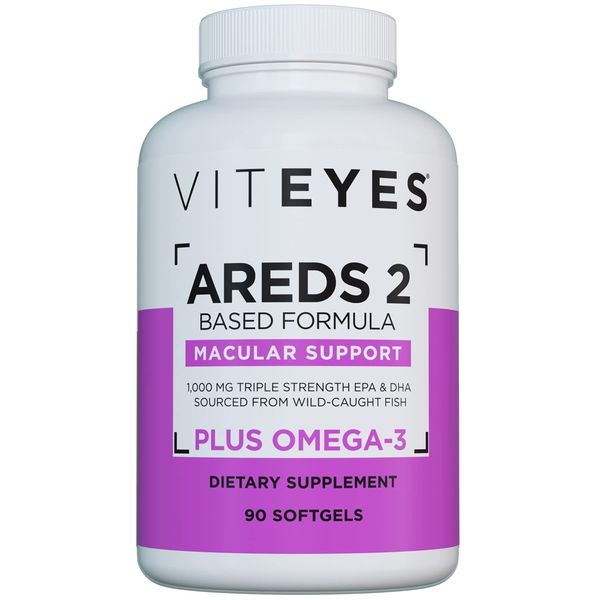 Viteyes AREDS 2 + Omega-3 Macular Health Formula Softgels, Triple Strength Omega-3 (650 mg EPA, 350 mg DHA), Eye Health Vitamin for Vision Protection, 90 Softgels