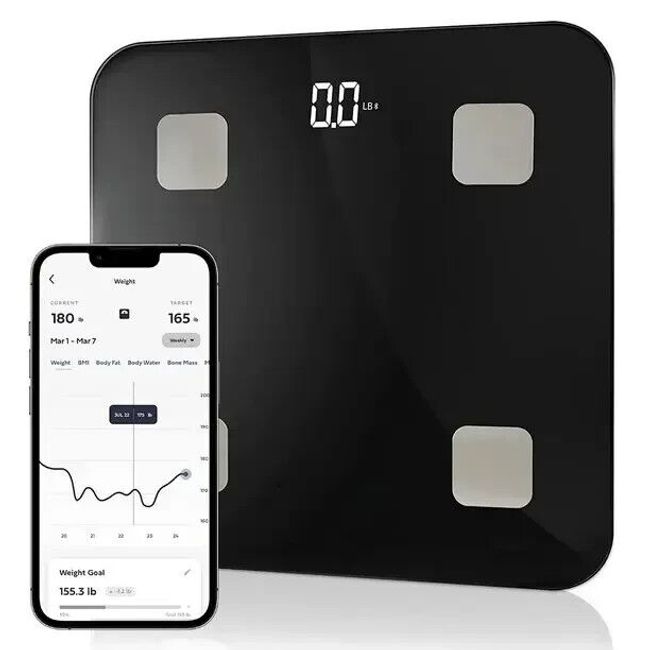 iHome Smart Scale 400 lbs Digital Bathroom Scale for Body Weight BMI  Weighing, White