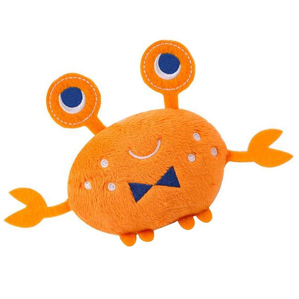 Dog Squeaky Toys, Crab Shape Interactive Puppy Teething Toys Plush Dog Toy for Puppy Small and Medium Dogs (Orange)