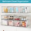 4 Pack Large Stackable Storage Drawers,Easily Assemble Acrylic Bathroom Closet